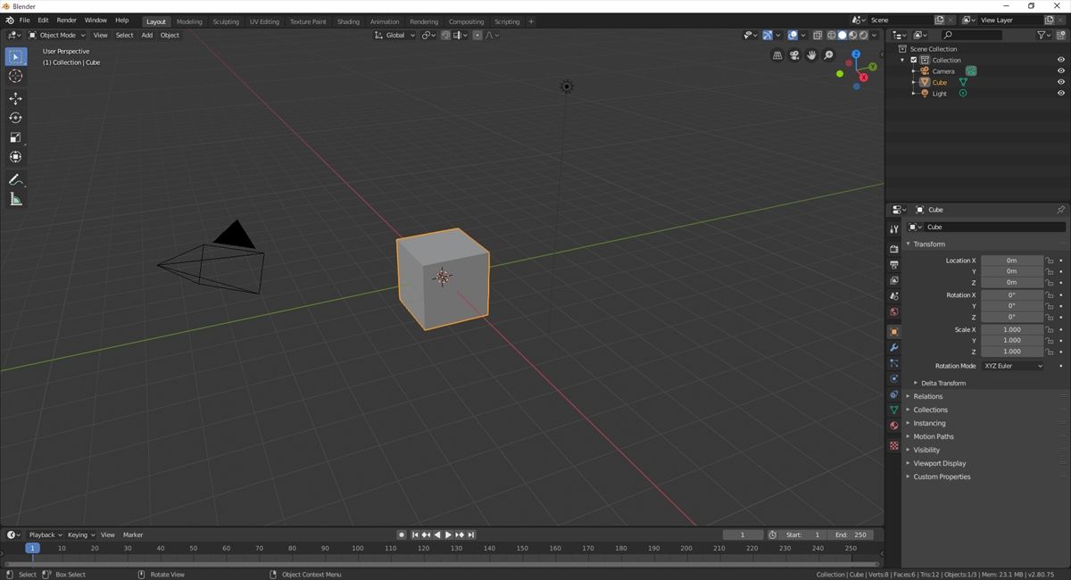 Blenderの起動画面