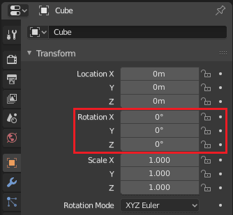カメラオブジェクト選択時のプロパティの一部